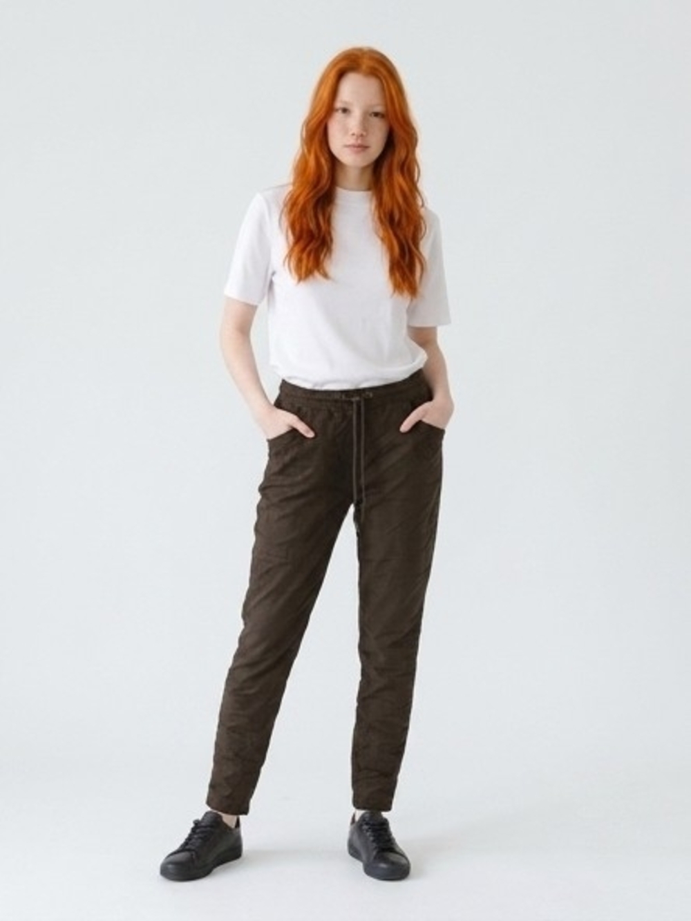 Charlie B Olive Faux Suede Drawstring Ankle Pants Misses Size Medium
